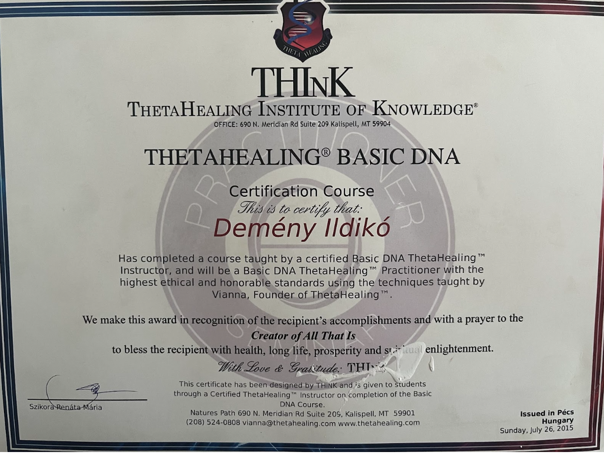 Zákonyi Ildikó Tanúsítvány